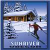 Sunriver Oregon Cross Country Skiers & Cabin Giclee Art Print Poster from Travel Artwork by Artist Paul Leighton 30" x 45" view 1