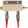 Bev Rite 2 Way Air Distributor Co2 Manifold-3/8 Barb Output, Shutoff with Check Valve, Silver view 1
