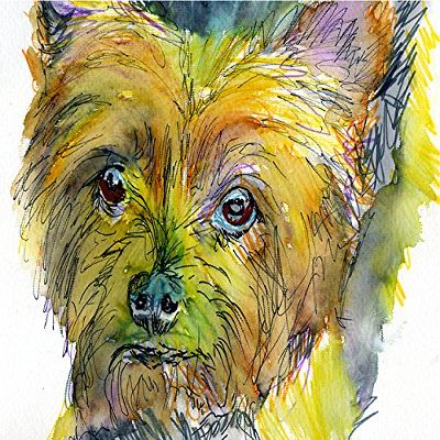 Yorkshire Terrier Biewer Art, Colorful Yorkshire Biewer Terrier, Yorkie Owner Gift, Painting, Colorful Dog Home Decor Hand Signed by Oscar Jetson