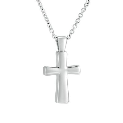 Oinsi Cross Memorial Locket Necklace For Men Keepsake Cremation Urn Jewelry - Included Box&Fill Kits (Silver Tone)