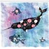 Ambesonne Narwhal Shower Curtain, Floral Patterned Whale and Fish Psychedelic Abstract Art Inspirations, Cloth Fabric Bathroom Decor Set with Hooks, 69" W x 75" L, Seafoam Lilac view 2