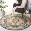 SAFAVIEH Micro-Loop Collection Area Rug - 5' Round, Cream & Blue, Handmade Wool, Ideal for High Traffic Areas in Living Room, Bedroom (MLP601A) view 1