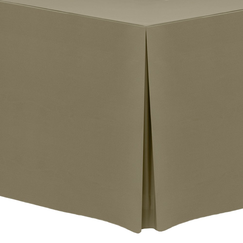 Ultimate Textile 6 ft. Fitted Polyester Tablecloth - Fits 24 x 72-Inch Banquet and Folding Rectangular Tables - 36" H, Cafe Khaki
