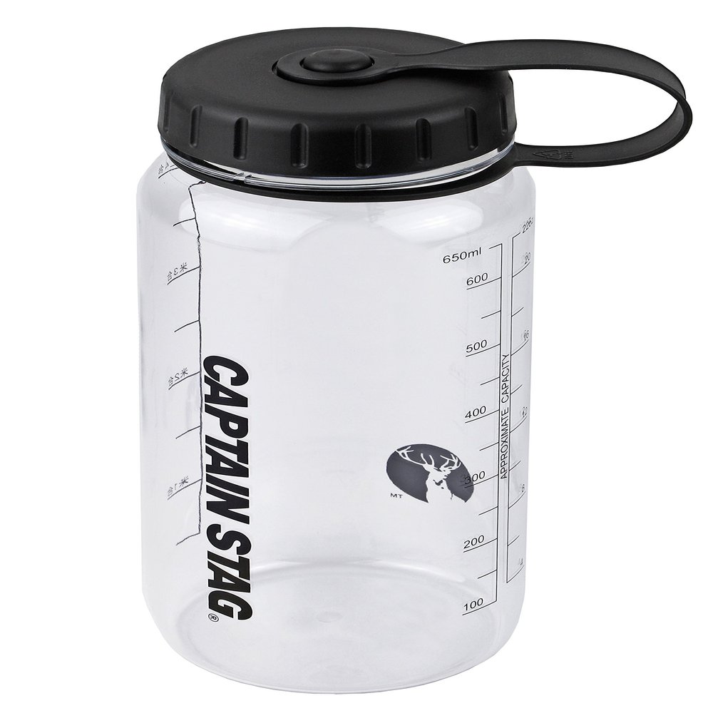 Captain Stag UE-3389 Water Bottle, Sports Bottle, 22.0 fl oz (650 ml), Direct Drinking, Rice Marking, 4.5 Cups, Black