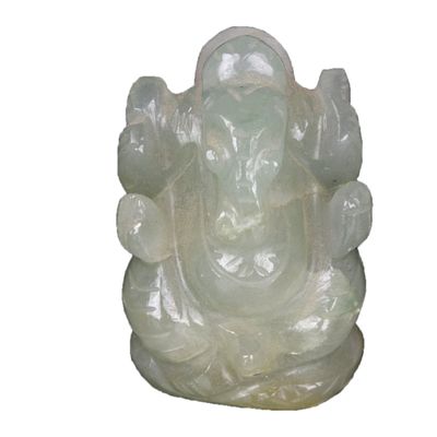 GEMHUB Green Jade Gemstone Lord Ganesha Statue - Hand Carved Approximately 306.50 Carat Figurine Lucky for Life DE-230