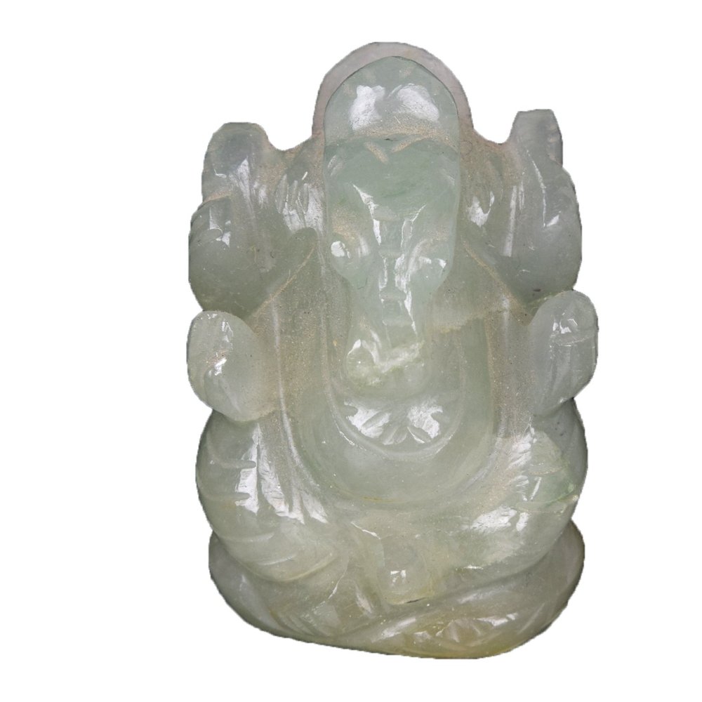 GEMHUB Green Jade Gemstone Lord Ganesha Statue - Hand Carved Approximately 306.50 Carat Figurine Lucky for Life DE-230
