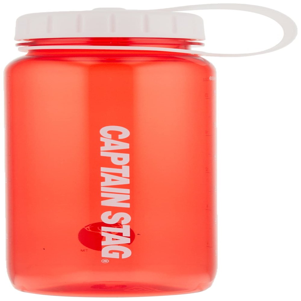 Captain Stag UE-3393 Water Bottle, Sports Bottle, 22.0 fl oz (650 ml), Direct Drinking, Rice Marking, 4.5 Cups, Red