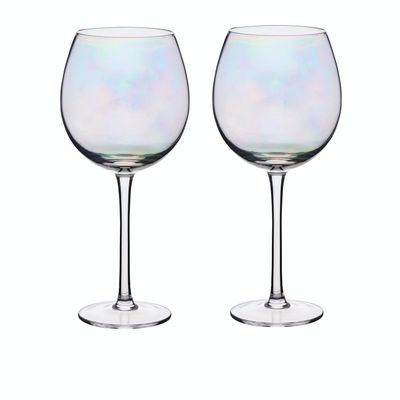 BarCraft Rainbow-Pearl Iridescent Gin Glasses, Set of 2 Balloon Glasses, 500ml, Gift Boxed