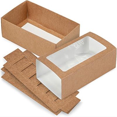 Pack Of 10, 8-1/4X5X2" Kraft Macaron Cookie Box Set Perfect For Cookies, Macarons, Candies & Treats