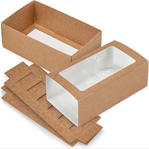 Pack Of 10, 8-1/4X5X2" Kraft Macaron Cookie Box Set Perfect For Cookies, Macarons, Candies & Treats