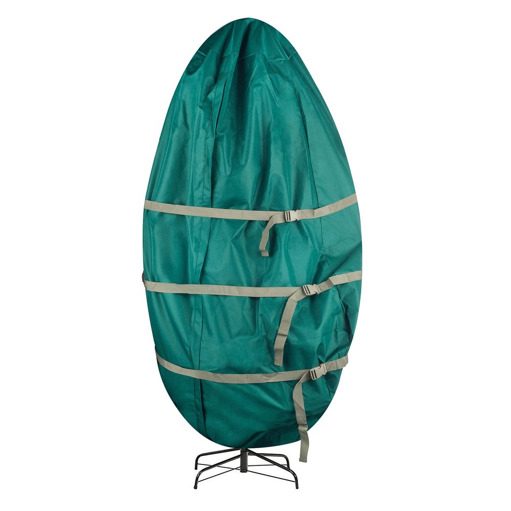Upright Christmas Tree Storage Bag - Canvas Cover for 7.5-Foot Artificial Trees, Inflatables, and Christmas Decorations by Elf Stor (Green)