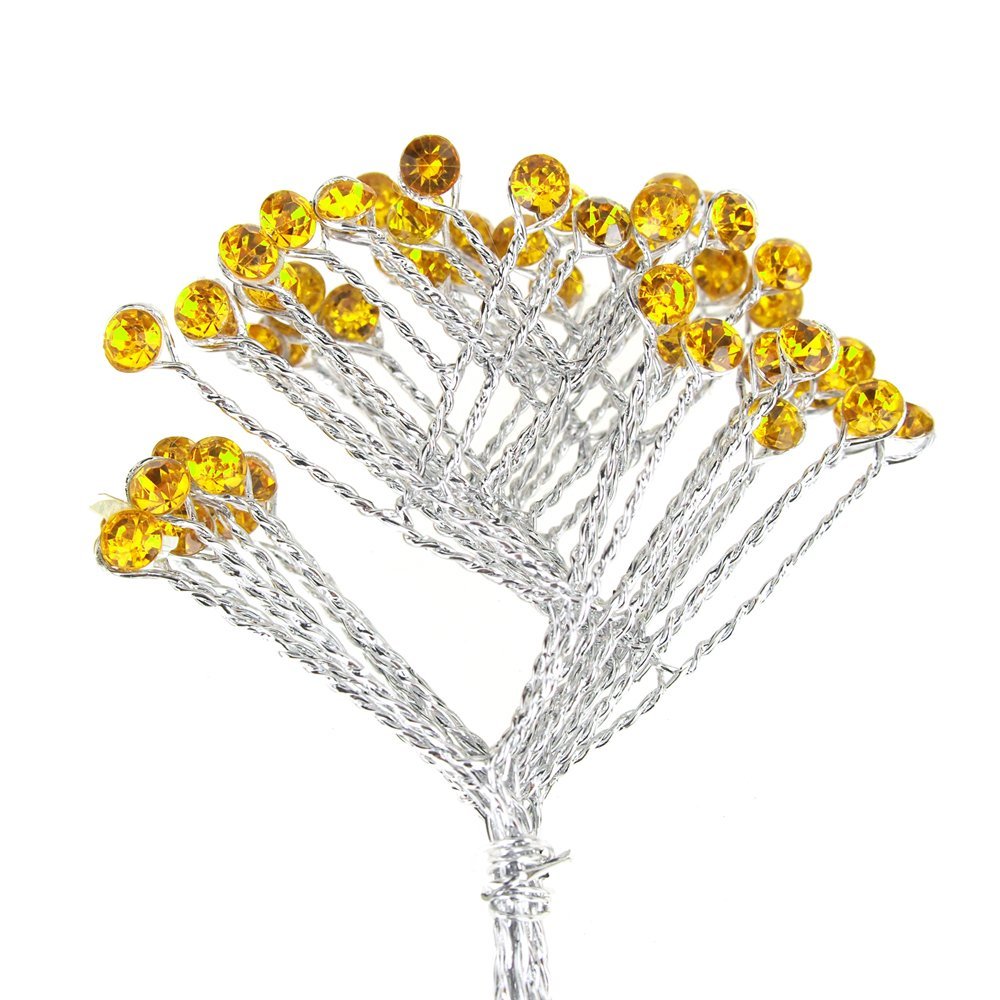 Homeford Crystal Rhinestone Spray Branch, 1-3/4-Inch, 12-Count (Gold)
