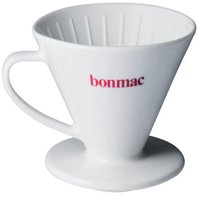 BONMAC VCD-2W #897182 Coffee Dripper Conical V-Shaped Porcelain Dripper for 1-4 Cups