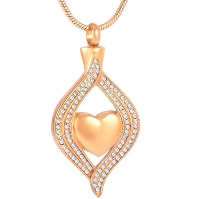 Oinsi Tear Drop Stainless Steel Keepsake Funeral Jewelry Cremation Urn Ash Pendant Necklace &Fill kit (Gold Stone)