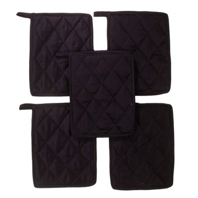 100% Cotton (Pack of 40) Pot Holder 7" x 7" Square, Solid Black Color Everyday Quality Kitchen Cooking, Heat Resistance!! - Made by HM Covers