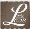 Ambesonne Live Laugh Love Shower Curtain, Words Live Laugh Love on Halftone Worn Out Style Background, Cloth Fabric Bathroom Decor Set with Hooks, 69" W x 70" L, Brown White Pale Brown view 2