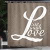Ambesonne Live Laugh Love Shower Curtain, Words Live Laugh Love on Halftone Worn Out Style Background, Cloth Fabric Bathroom Decor Set with Hooks, 69" W x 70" L, Brown White Pale Brown view 3