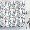 Ambesonne Llama Shower Curtain, Cartoon Style Hand Drawn South American Animals Alpacas and Llamas Design, Cloth Fabric Bathroom Decor Set with Hooks, 69" W x 75" L, Blush Blue view 1
