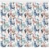 Ambesonne Llama Shower Curtain, Cartoon Style Hand Drawn South American Animals Alpacas and Llamas Design, Cloth Fabric Bathroom Decor Set with Hooks, 69" W x 75" L, Blush Blue view 2