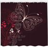 Ambesonne Romantic Shower Curtain, Abstract Floral Heart Pattern Butterfly Motif Illustration, Cloth Fabric Bathroom Decor Set with Hooks, 69" W x 75" L, Maroon Red Beige view 2