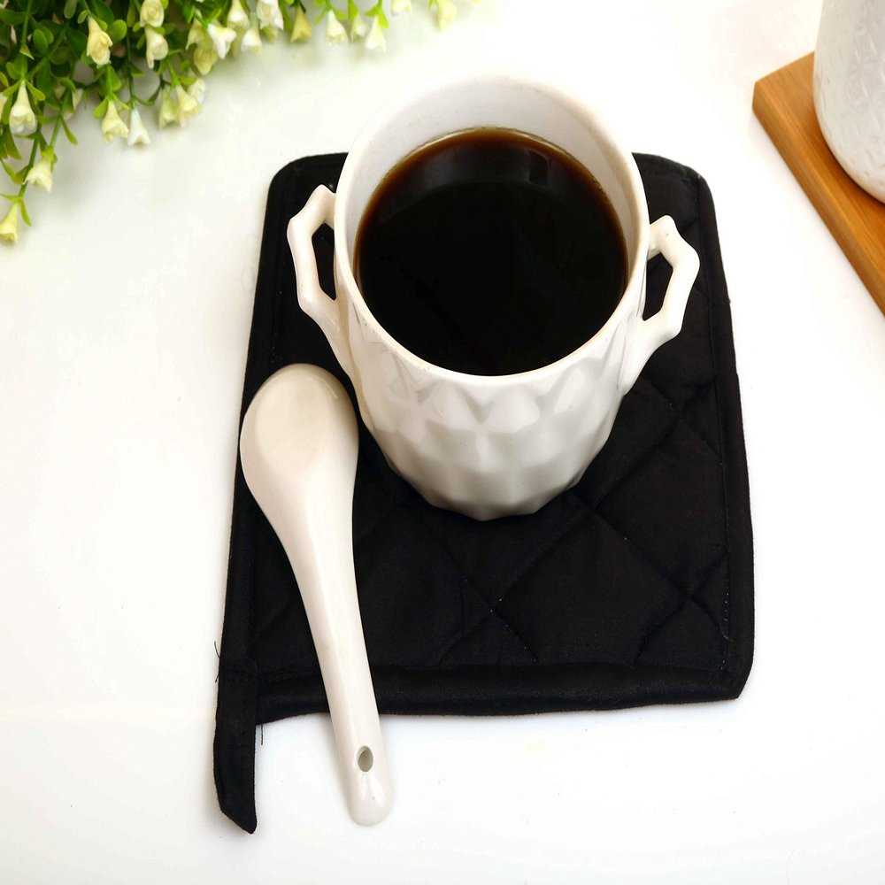 100% Cotton (Pack of 80) Pot Holder 7" x 7" Square, Solid Black Color Everyday Quality Kitchen Cooking, Heat Resistance!! - Made by HM Covers