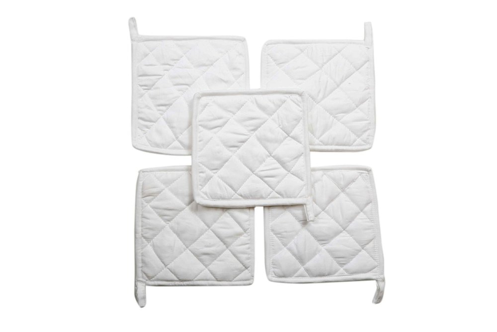 100% Cotton (Pack of 70) Pot Holder 7" x 7" Square, Solid White Color Everyday Quality Kitchen Cooking, Heat Resistance!! - Made by HM Covers