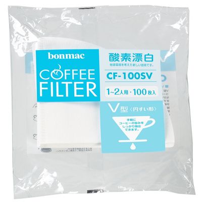 Bonmac Coffee Filters 1-2 Cups Enzyme Bleach V Filter CF-100SV 100 Count #897447