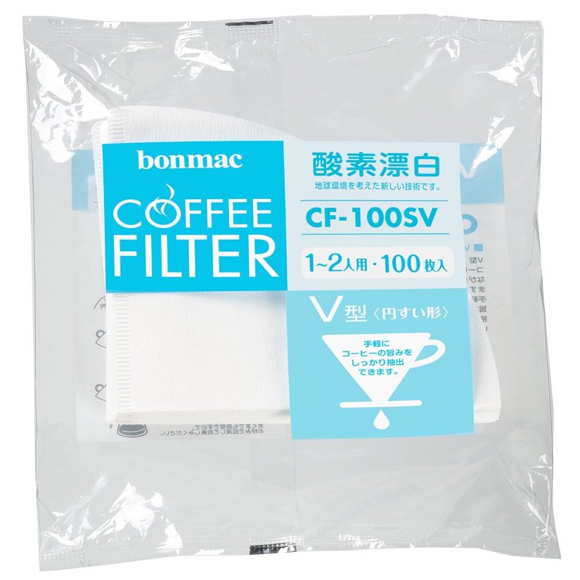 Bonmac Coffee Filters 1-2 Cups Enzyme Bleach V Filter CF-100SV 100 Count #897447