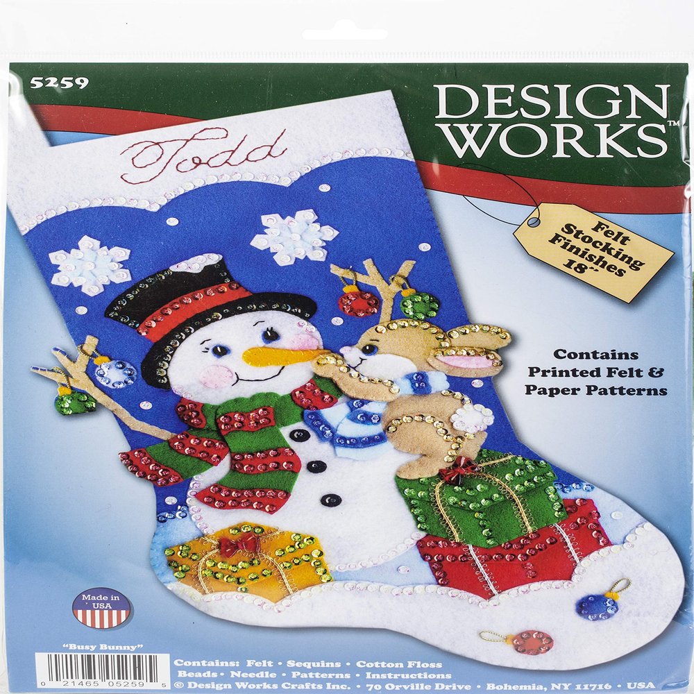 Design Works Crafts Stocking Kit 18" Busy Bunny
