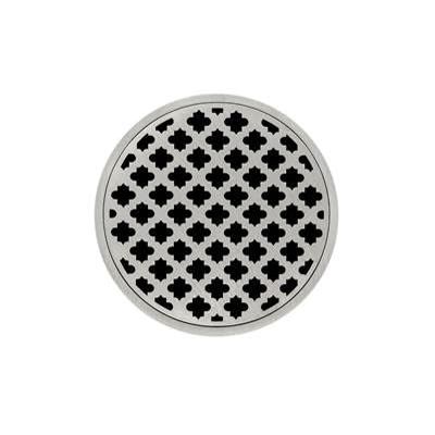 Infinity Drains RMD 5-3P SS - 5 x 5 RMD 5 - Strainer - Moor Pattern & 4" Throat in satin stainless with PVC Drain Body 3 Outlet