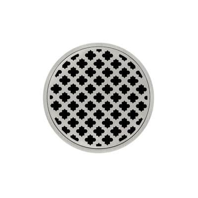 Infinity Drains RMD 5-3P SS - 5 x 5 RMD 5 - Strainer - Moor Pattern & 4" Throat in satin stainless with PVC Drain Body 3 Outlet