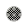 Infinity Drains RMD 5-3P SS - 5 x 5 RMD 5 - Strainer - Moor Pattern & 4" Throat in satin stainless with PVC Drain Body 3 Outlet view 1
