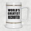Designsify Gifts, World's Greatest Recruiter, 22oz Beer Stein Ceramic Tankard Mug with Handle for Freezer - for Birthday Anniversary Christmas Mothers Day Fathers Day Party, to Men Women Him Her view 2