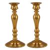 Antique Gold Finish Candle Holder Candle Stick Round Base Rhinestones Taper Candle Wedding Table Decoration Dining Table Pair 12" H view 1