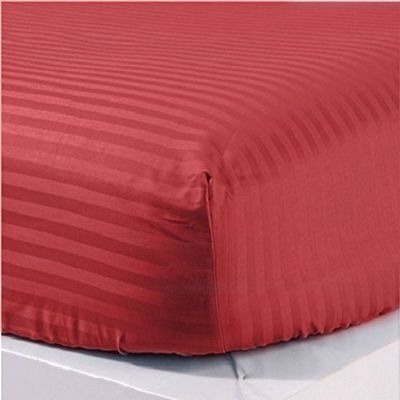 LaxLinen 600 Thread Count 100% Egyptian Cotton 1PC Fitted Sheet Grand King (80" x 98") Burgundy Stripe Fit Up to 9" inches Deep Pocket Fully Elastic All Around.