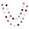 Valentine's Day Garland- 1" Felt Balls- 100% Wool Felt- Mantle Banner, Shelf Home Decor Gift- Handmade by Matthew and Mae (Red/Baby Pink/Gray/White) view 1