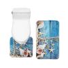 Amagical 3 Pieces Blue Seashells Starfish Shower Curtain Set Bathroom Mats Set Non-Slip Pedestal Rug Carpet Shower Curtain view 2