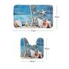 Amagical 3 Pieces Blue Seashells Starfish Shower Curtain Set Bathroom Mats Set Non-Slip Pedestal Rug Carpet Shower Curtain view 3