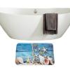Amagical 3 Pieces Blue Seashells Starfish Shower Curtain Set Bathroom Mats Set Non-Slip Pedestal Rug Carpet Shower Curtain view 4