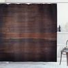 Ambesonne Chocolate Shower Curtain, Aged Weathered Dark Timber Oak Wooden Planks Floor Image Country Life Carpentry, Cloth Fabric Bathroom Decor Set with Hooks, 69" W x 70" L, Dark Brown view 1