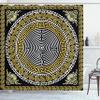 Ambesonne Greek Shower Curtain, Classical Pattern with Intricate Design Spiral Waves Frame and Maze, Cloth Fabric Bathroom Decor Set with Hooks, 69" W x 75" L, Pale Yellow White and Black view 1