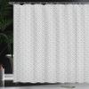 Ambesonne Geometric Shower Curtain, Monochrome Design Abstract Pattern of Continuous Lines on Plain Background, Cloth Fabric Bathroom Decor Set with Hooks, 69" W x 70" L, Pale Grey view 3