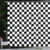 Ambesonne Checkers Game Shower Curtain, Geometric Grid Style Monochrome Squares in Traditional Game Board Design, Cloth Fabric Bathroom Decor Set with Hooks, 69" W x 75" L, White and Black view 3