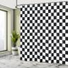 Ambesonne Checkers Game Shower Curtain, Geometric Grid Style Monochrome Squares in Traditional Game Board Design, Cloth Fabric Bathroom Decor Set with Hooks, 69" W x 75" L, White and Black view 4