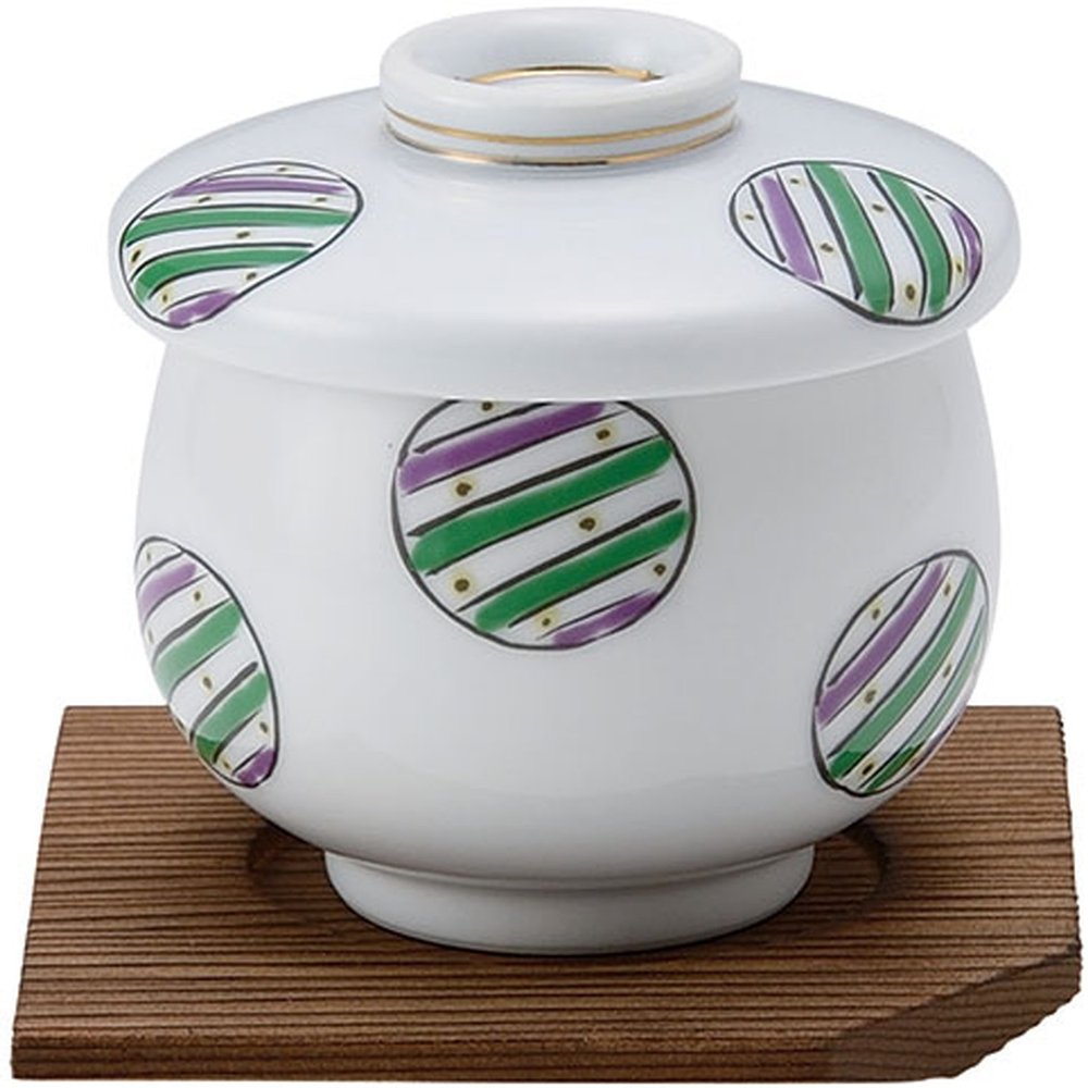 Yamashita Kogei 16062230 Nishiki Striped Round Crest Gourd Bowl with Cedar Stand, 3.3 x 3.1 inches (8.5 x 8.0 cm)