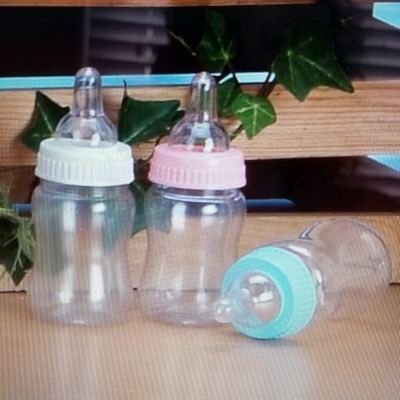 24 fillable bottles 3.5" BLUE Baby Shower clear hard nipple. Not for feeling purposes.