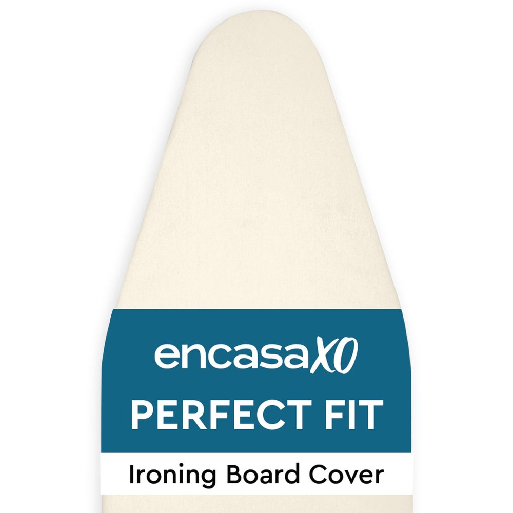Encasa XO Ironing Board Cover and Pad 49"x18" - 4mm Felt Wide Iron Board Cover with Padding - Heat Resistant, Stain-Safe Dye, Non Slip Elastic Bungee Cord Tightening Iron Table Cover Natural