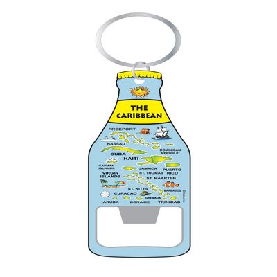 Beer Bottle Opener Caribbean Islands Novelty Keychain- Caribbean Map Souvenir Key Chain or Gift Idea (The Caribbean)