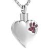 Oinsi Pink Crystal Dog Paw & Heart Cremation Urn Necklace for Ashes Remembrance Jewelry for Pet view 1