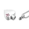 Oinsi Pink Crystal Dog Paw & Heart Cremation Urn Necklace for Ashes Remembrance Jewelry for Pet view 2
